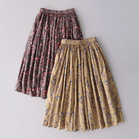SOIL|60s CAMBRIC FLOWER PRINT GATHERED SKIRT