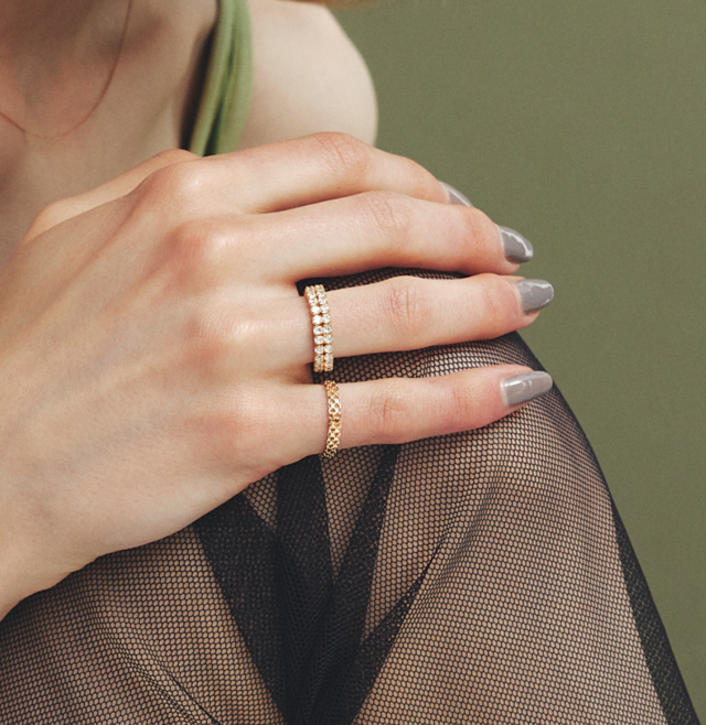 アクセサリー les bon bon/princess double ring gold les bon bon|princess double ring リング ストーン シルバー