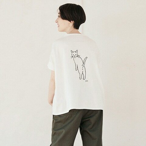 NARU｜「よんだ？」猫プリントTシャツ 645031　トップス　Tシャツ　カットソー