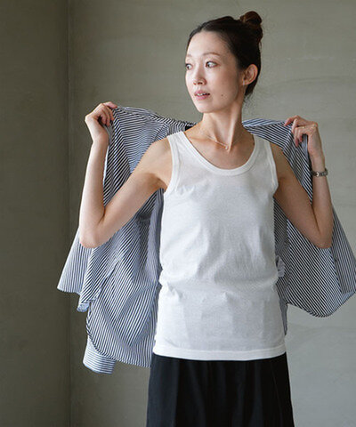 mizuiro ind|basic tank top ベーシックタンクトップ トップス インナー ノースリーブ 無地 クルーネック Uネック 2-210143