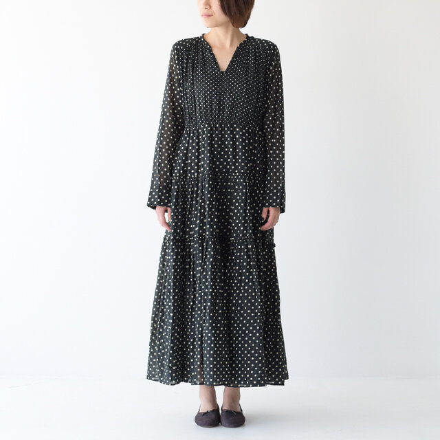 Ne Quittez Pas コットンギャザーロングドレスワンピ Cotton Gather Long Dress 19秋冬 ワンピース p pr ヌキテパ Crouka クローカ キナリノモール
