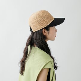 HELEN KAMINSKI｜UPF50 + UVカット ラフィア クロッシェ × ファインコットン キャンバス キャップ vivette-23ss-fn 帽子