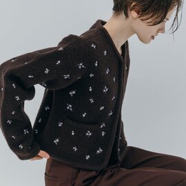 CREDONA|ウールブレンド ブークレ フラワー 刺繍 ニット ジャケット “FLOWER EMBROIDERY KNIT JACKET” 1425511389-0