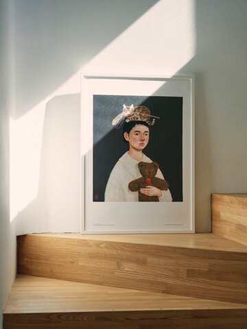Orné de Feuilles｜坂巻弓華 オリジナルポスター／みんなねむるじかん、おもちゃをしまってベッドにいきますよ。（50cm×70cm）