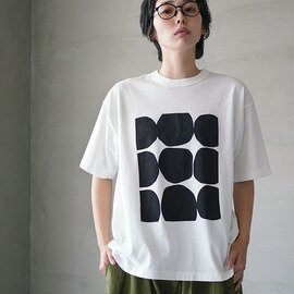 prit|18/1空紡度詰天竺 フレームドットプリントTシャツ トップス 半袖 5分袖 カットソー ドット 水玉 プリントTシャツ ロゴTシャツ 【ご予約商品/6月下旬頃入荷予定】 p92644