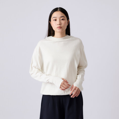 STAMP AND DIARY|コットンカシミヤ ハイネックプルオーバーフィンガーホール付