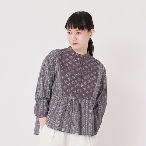 TUTIE.|~Meets india~コットンボイルブロックプリントブラウス
