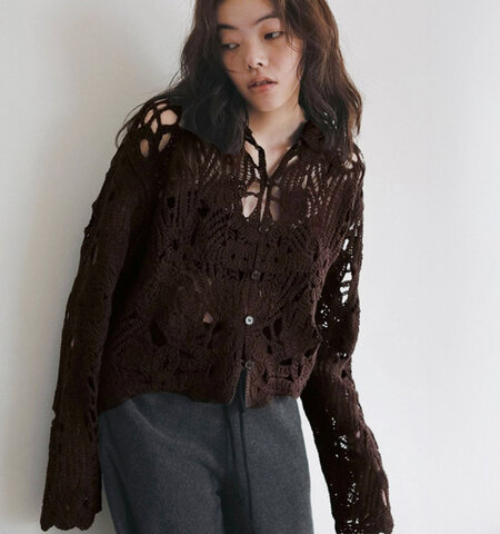 anuke|コットン コード刺繍 レース オーバーシャツ Embroidery Over Shirts 62620402