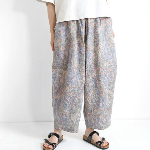HARVESTY|リネン クロップド イージーサーカスパンツ ペイズリープリント