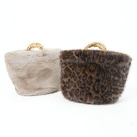 EARTH MADE|バンブーハンドルのフェイクファートート FUR BAMBOO TOTE トートバッグ ハンドバッグ ファーバッグ e8186