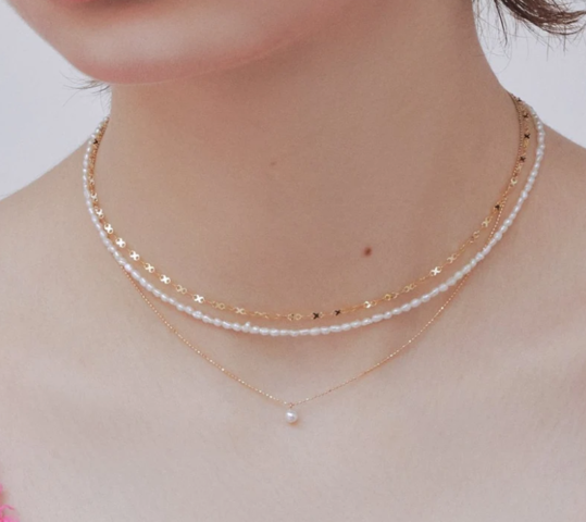 les bon bon｜stardust pearl necklace　ネックレス　淡水パール　10金