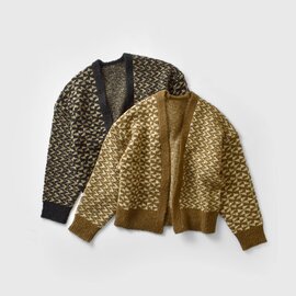 FIL DE FER|ループヤーン ジャガード ショート カーディガン 10-1-07-211-5-2