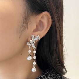 IRIS47｜bow pearl earring　イヤリング　リボンモチーフ　パール　