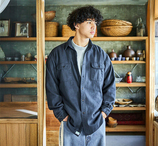 orSlow|orslow オアスロウ 01-V8072-02 リラックスフィット フランネルシャツ ネイビー RELAX FIT FLANNEL SHIRT NAVY