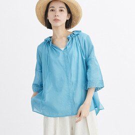 T.Tutie.|【先行予約】レース付きフリル強撚コットンブラウス|5月上旬発送