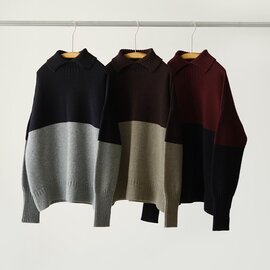 nicholson&nicholson|2WAY ニット タートルネック ラムズウール カシミヤブレンド ウールニット ローゲージ セーター バイカラー 長袖 ルルビー LULU-BI ニコルソン アンド ニコルソン