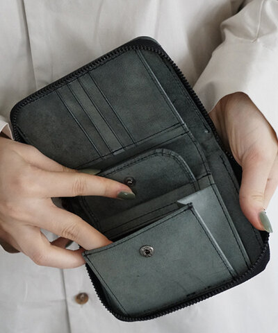 VU PRODUCT｜VU PRODUCT ヴウプロダクト WAX cow leather zip wallet [WAX BLACK] vu-product-B13 栃木レザージップウォレット