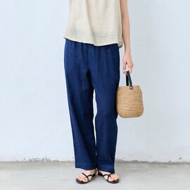 TOKYO BASIC|インディゴ染め リネン100% セミワイドパンツ|リネンパンツ リネンワイドパンツ