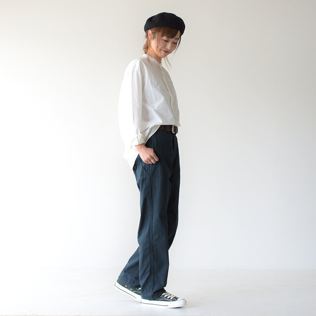 モデル:162cm / 43kg
color : navy(col.02) / size : 0(XS)
-------------------
▼モデル着用感
普段着用サイズ: <TOPS>Sサイズ / <BOTTOMS>Sサイズ
程よくゆったりとしたサイズ感で、リラックスして穿けます。