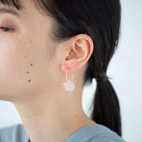 Sur|セルロースアセテート フープピアス 綿花由来素材 オケージョン_HP-P2(片売り)