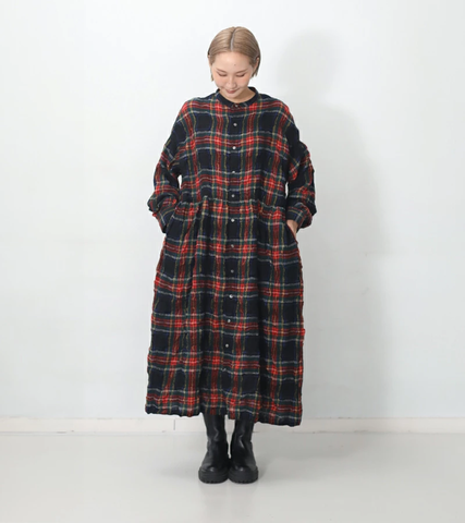 ichi Antiquités|ヴィンテージ感が可愛い! タータンチェックドレス kurashisha