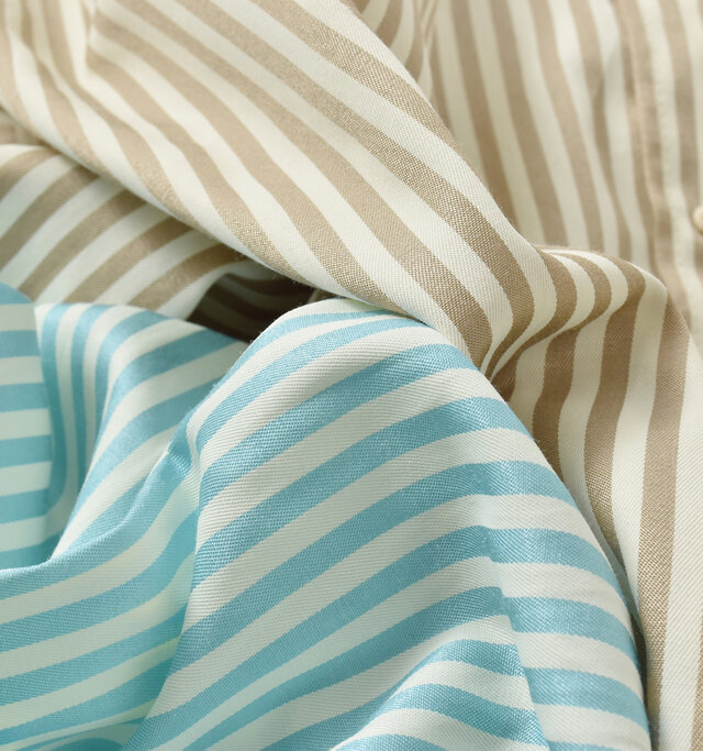 ブルーストライプ・モカストライプ/ポリエステル63% 綿37%