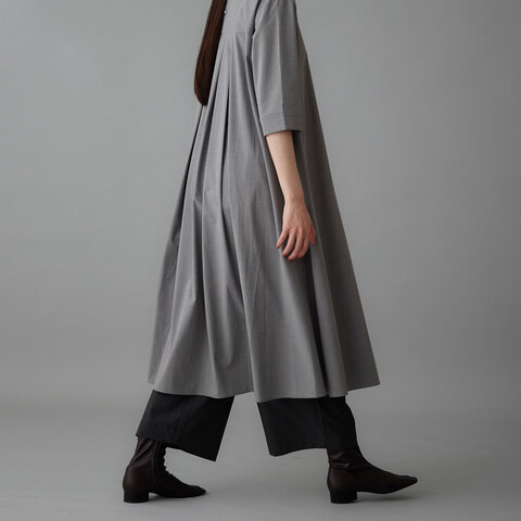 STAMP AND DIARY|レーヨンタイプライター クロスカラーフレアタックワンピース