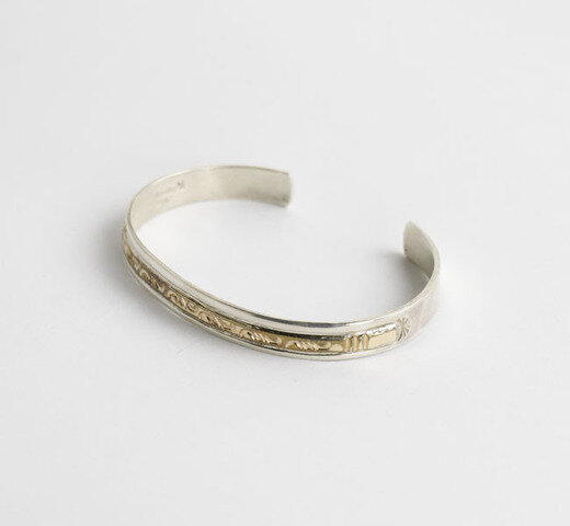 Indian Jewelry|indian jewelry インディアンジュエリー スタンプワークバングル 14KG.F. ナバホ シルバー925 B