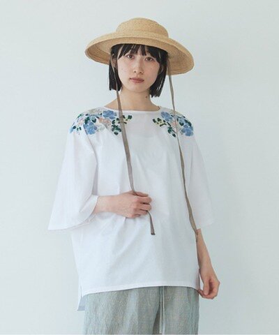 yuni｜花刺繍 袖フレアTシャツ 1701CT018241