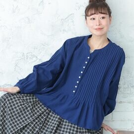 soulberry|はちみつ堂 群青色のピンタックブラウス