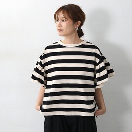 UNIVERSAL TISSU|1枚で着映える!度詰め天竺ボーダー フリルスリーブプルオーバー kurashisha