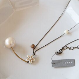 SISI|curve necklace flower コットンパール vintage ネックレス