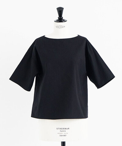 Mochi｜t-blouse [black×striped]