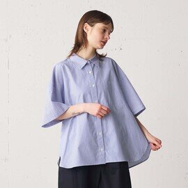 MidiUmi｜stripe half sleeve wide shirt