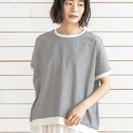 ATELIER EQUAL style|細ボーダー天竺プルオーバー/コットン・綿・半袖・Tシャツ・ボーダー