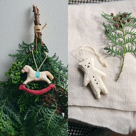 fog linen work|素朴な顔が可愛い HOLIDAY ORNAMENT ROCKING HORSE/WHITE BEAR クリスマス kurashisha