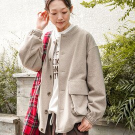 SOLAMONAT LARME|ライトメルトン ノーカラージャケット アウター larm-it-mtnj