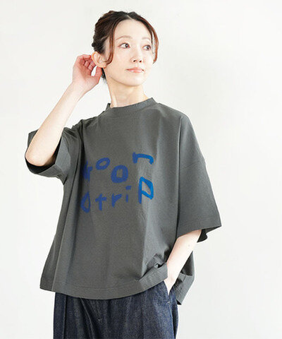 tumugu|ラフィ天竺 プリントTシャツ レディース トップス 半袖 五分袖 tc26103