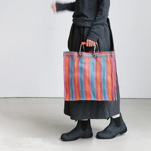 PUEBCO｜RECYCLED PLASTIC STRIPE BAG Square/マーケットバッグ