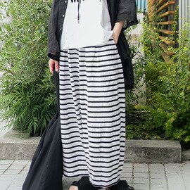 SOLAMONAT|パフ天竺 ボーダーバルーンパンツ ワイドパンツ レディース ボトムス【ご予約商品/7月上旬頃入荷予定】sma-puf-bdpt