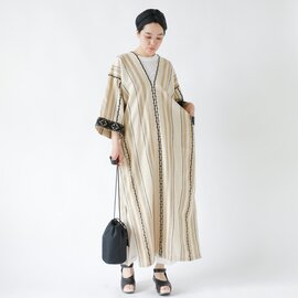 Sara Mallika｜コットン シルク ストライプ 刺繍 ドレス 020431sp1-rf