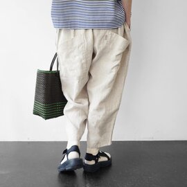 BASCO-nest|マオパンツ麻・22 リネン素材のビッグポケットパンツ 麻 ブルー ピンク サンド すみ黒 リネンパンツ
