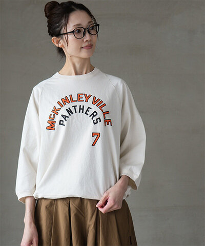 BLUE LAKE MARKET|アメリカンドライ天竺ドロストヘムプリントプルオーバー レディース トップス Tシャツ ロンT b-522015