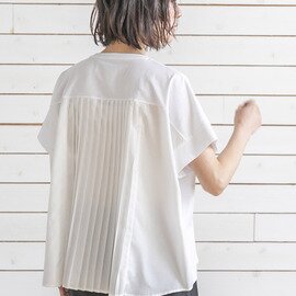 ATELIER EQUAL style|TCハイゲージ天竺切替プリーツプルオーバー/コットン・ポリエステル・プリーツ・半袖Tシャツ