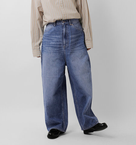 tumugu|12oz コットン ヴィンテージ デニム ワイドパンツ tb19140-ca