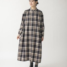 TUTIE.|綿ヘリンボン起毛チェックシャツワンピース/コットン・起毛・チェック・長袖シャツワンピース
