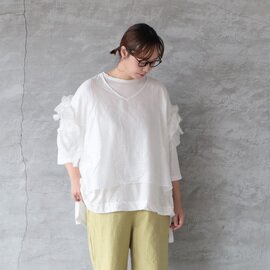 tumugu|ベーシック天竺×シアーツイル フリルベスト付チュニック