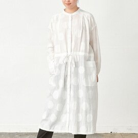 palais|バンドカラーシャツワンピースコットンボイルドットジャガード B1052