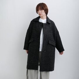 SI-HIRAI|ウール スパーキーカルゼ/ヘリンボーン ラップデッキコート chaw26-8017 【2026aw先行受注会】