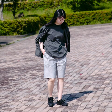 MUYA|リラックスショートパンツ/Gray stripe/No.2406